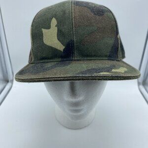 Green Camo Flat Bill Cap Hat Fitted 7 1/2 XL KB ETHOS